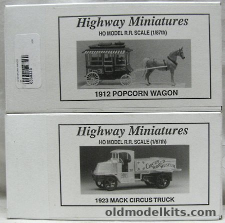 Jordan Products 1/87 1923 Mack Circus Truck and 1912 Popcorn Wagon With Horse - HO plastic model kit